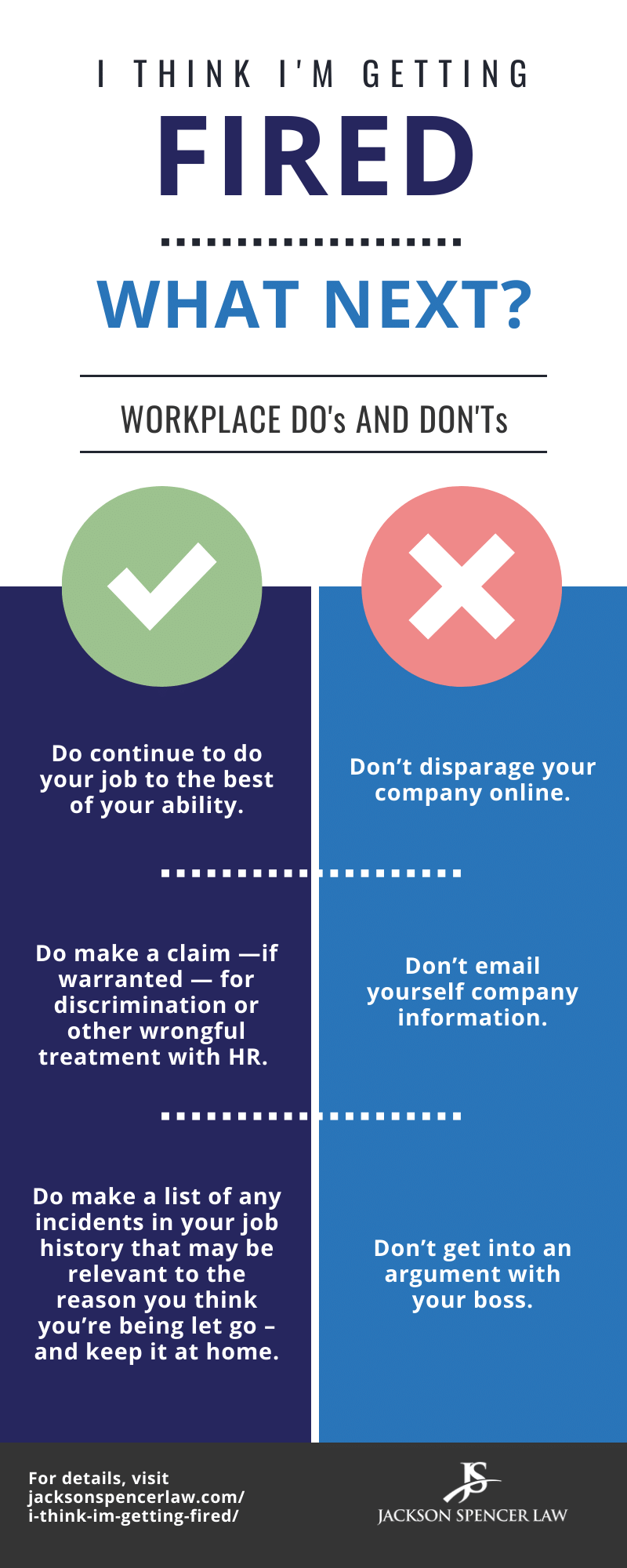 Fired in TX Do's & Don'ts [INFOGRAPHIC] Jackson Spencer Law